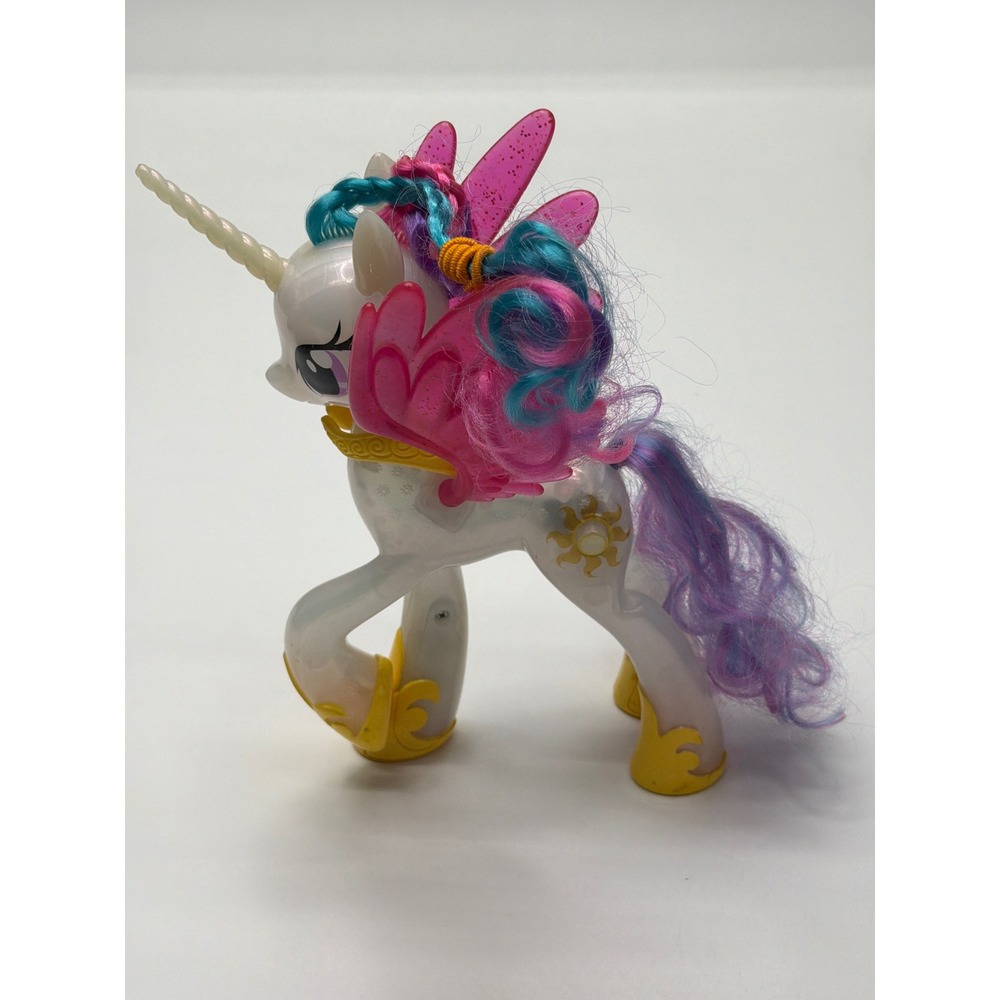 My Little Pony Princess Celestia Alicorn Figure White Pink Wings Purple Hair Toy